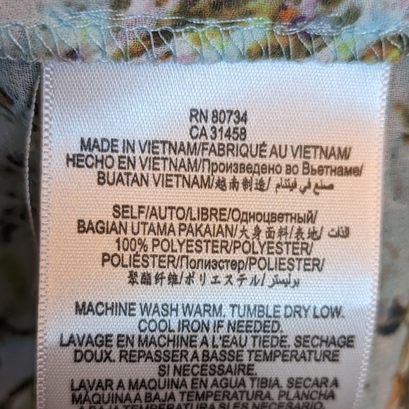 EUC BCBGeneration gorgeous blue grn purple ruffle short sleeve open front sheer - Picture 11 of 11